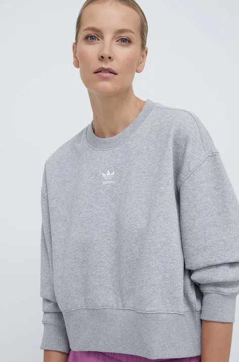 Mikina adidas Originals Essentials Crew Sweatshirt dámská, šedá barva, melanžová, IA6499