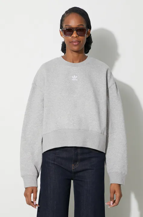 adidas Originals bluză Essentials Crew Sweatshirt femei, culoarea gri, melanj, IA6499