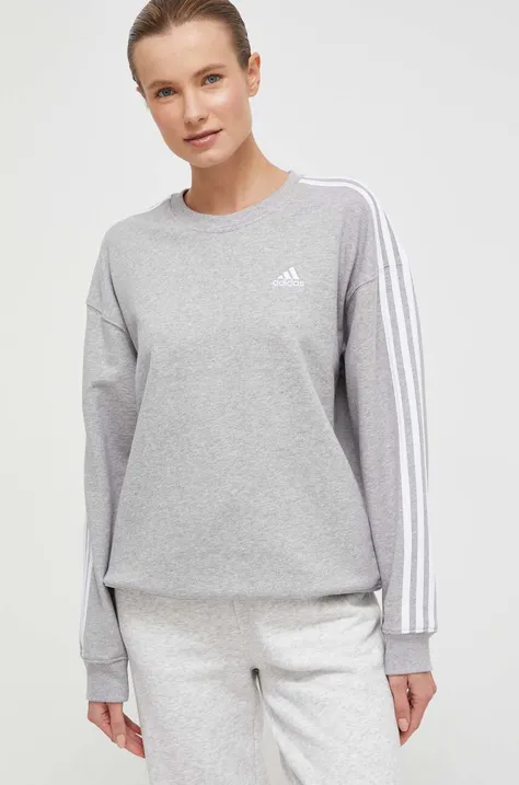 Хлопковая кофта adidas женская цвет серый с аппликацией