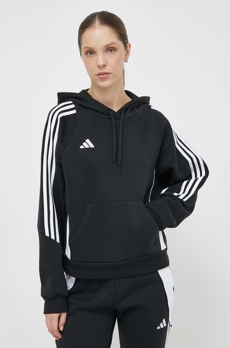 Φούτερ προπόνησης adidas Performance Tiro24 χρώμα: μαύρο, με κουκούλα, IJ5607