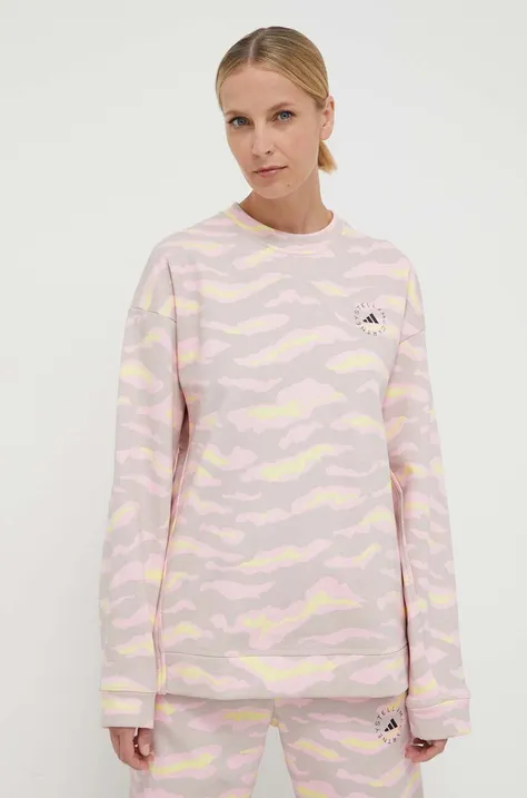 Bombažen pulover adidas by Stella McCartney ženska, roza barva
