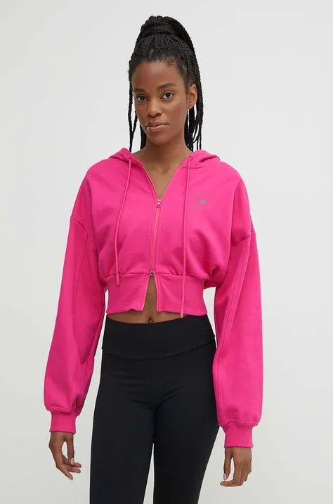 Μπλούζα adidas by Stella McCartney χρώμα: ροζ, με κουκούλα, IN3638