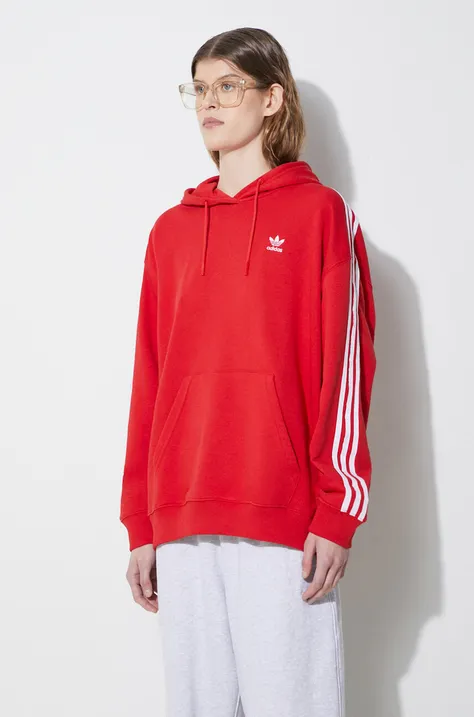 adidas Originals sweatshirt 3-Stripes Hoodie OS women's red color IN8397