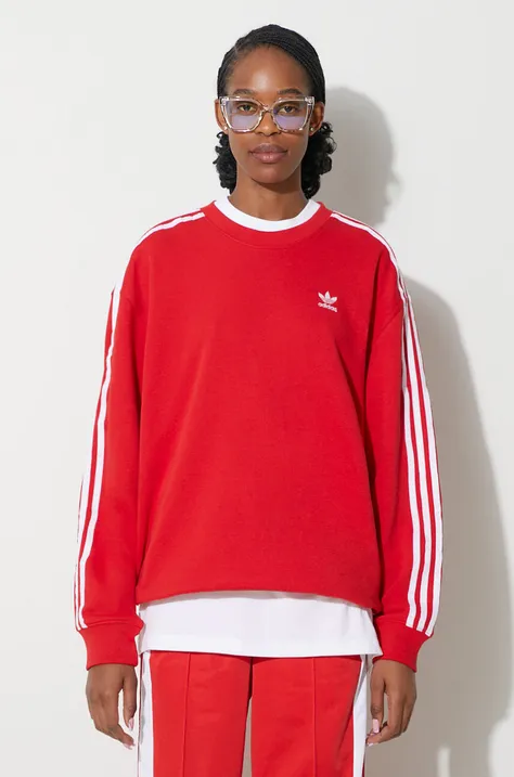 Кофта adidas Originals 3-Stripes Crew OS жіноча колір червоний з аплікацією IN8487