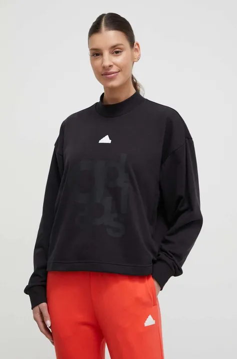 Кофта adidas женская цвет чёрный с принтом