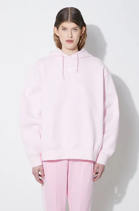 Μπλούζα adidas Originals Adicolor Essentials Boyfriend Hoodie χρώμα: ροζ, με κουκούλα, IR5927