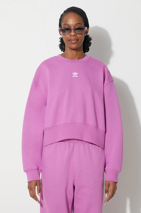 adidas Originals bluză Adicolor Essentials Crew Sweatshirt femei, culoarea roz, uni, IR5975