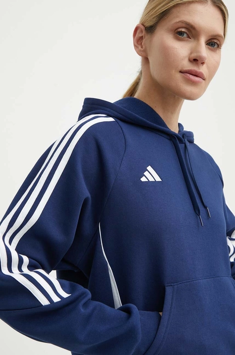 Tréningová mikina adidas Performance Tiro 24 tmavomodrá farba, s kapucňou, s nášivkou, IR7507