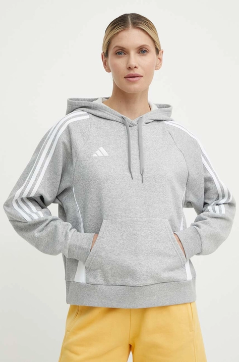 Dukserica za trening adidas Performance Tiro 24 boja: siva, s kapuljačom, s aplikacijom, IR7509