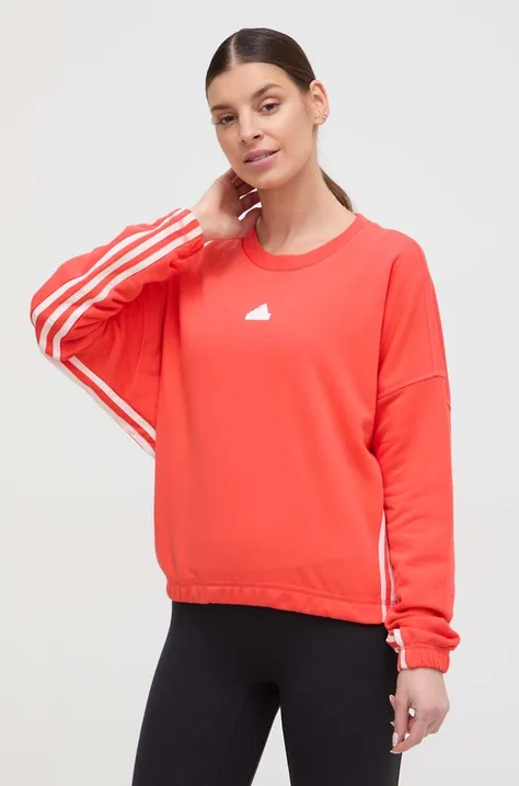 Mikina adidas dámská, červená barva, vzorovaná, IS0901