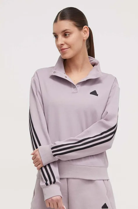 adidas bluza damska kolor fioletowy z aplikacją  IT4827