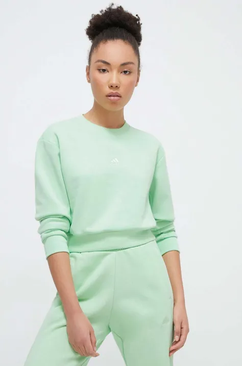 Dukserica adidas za žene, boja: zelena, bez uzorka