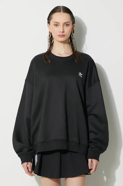 Кофта adidas Originals Trefoil Crew женская цвет чёрный с аппликацией IU2410