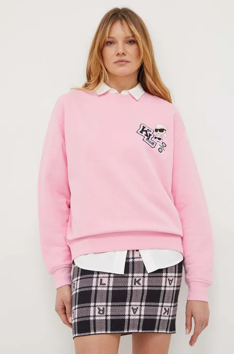 Dukserica Karl Lagerfeld za žene, boja: ružičasta, s aplikacijom