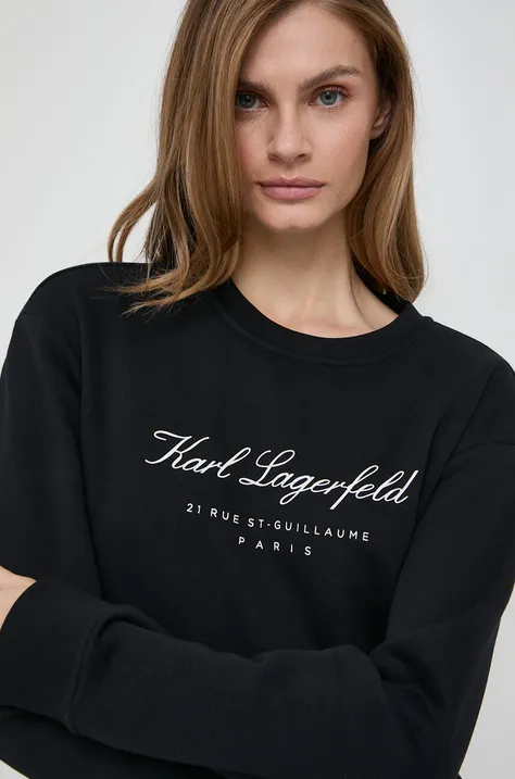 Mikina Karl Lagerfeld dámska, čierna farba, s potlačou