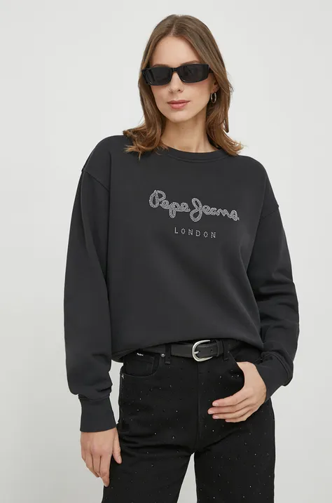 Βαμβακερή μπλούζα Pepe Jeans γυναικεία, χρώμα: μαύρο