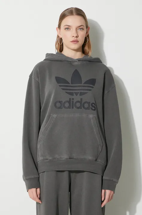 adidas Originals cotton sweatshirt Washed Trefoil Hoody women's gray color IN2269