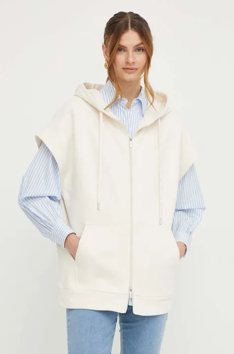 Bavlnená mikina Weekend Max Mara dámska,béžová farba,s kapucňou,jednofarebná,2415921031600