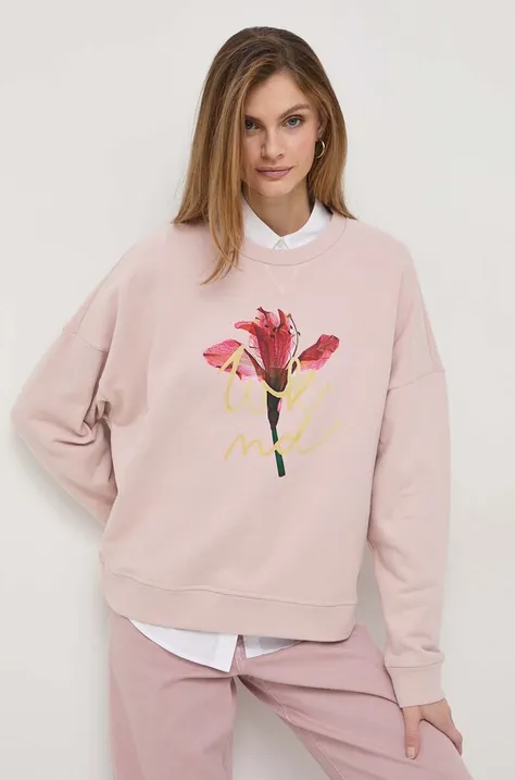 Weekend Max Mara bluza bawełniana damska kolor różowy z nadrukiem 2415921041600