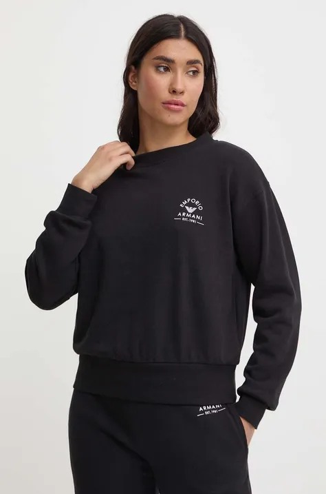 Emporio Armani Underwear kapucnis pulcsi otthoni viseletre fekete, nyomott mintás, 164675 4R276