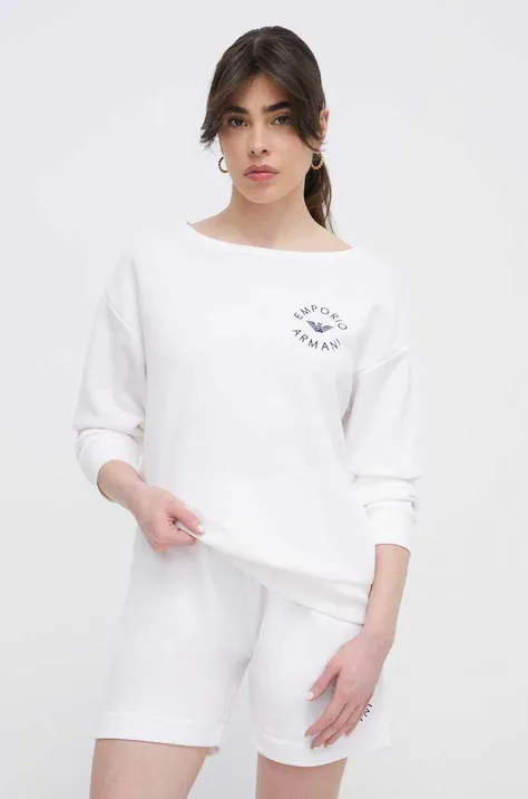 Plážová mikina Emporio Armani Underwear bílá barva