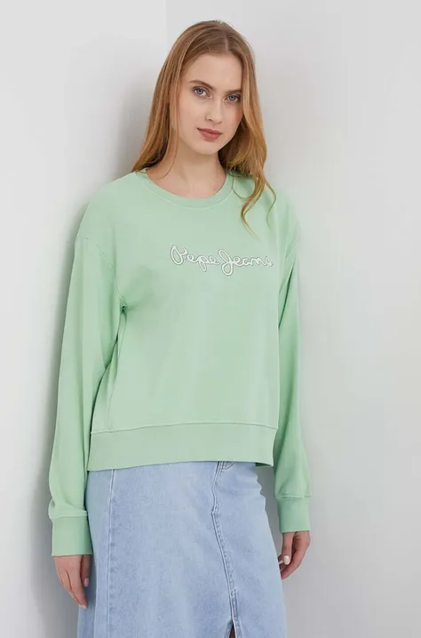 Pepe Jeans bluza damska kolor zielony z nadrukiem