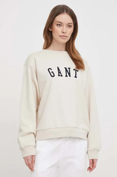 Gant bluza bawełniana damska kolor beżowy z aplikacją