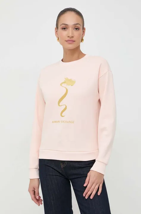 Кофта Armani Exchange женская цвет розовый с аппликацией