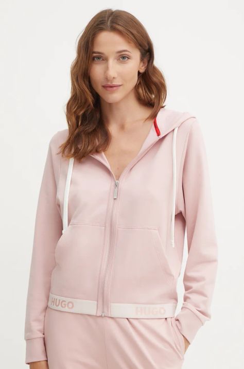 HUGO felpa donna colore rosa con cappuccio