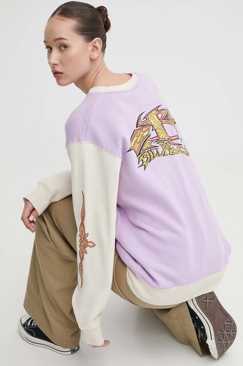 Billabong bluza Since 73 femei, culoarea violet, cu imprimeu, UBJFT00227