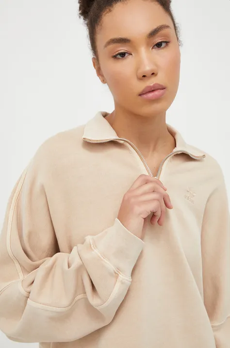 adidas Originals bluza bawełniana damska kolor beżowy z aplikacją