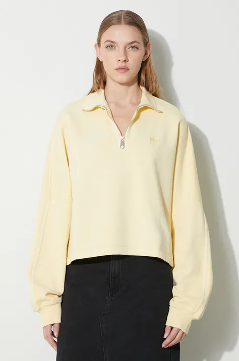 Bombažen pulover adidas Originals ženska, rumena barva