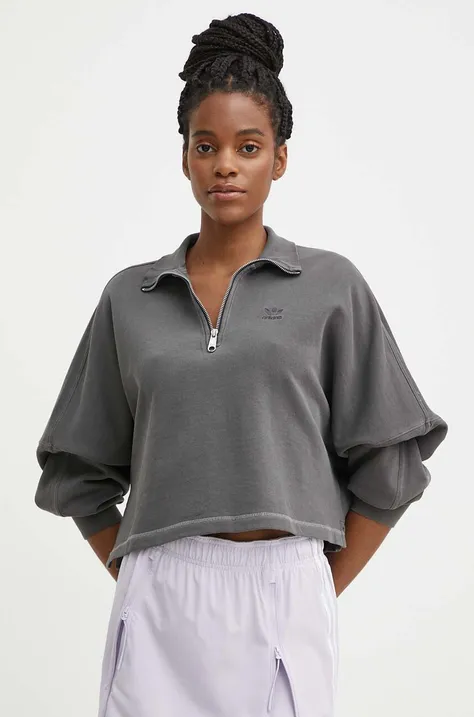 Bombažen pulover adidas Originals ženski, siva barva, IT9884
