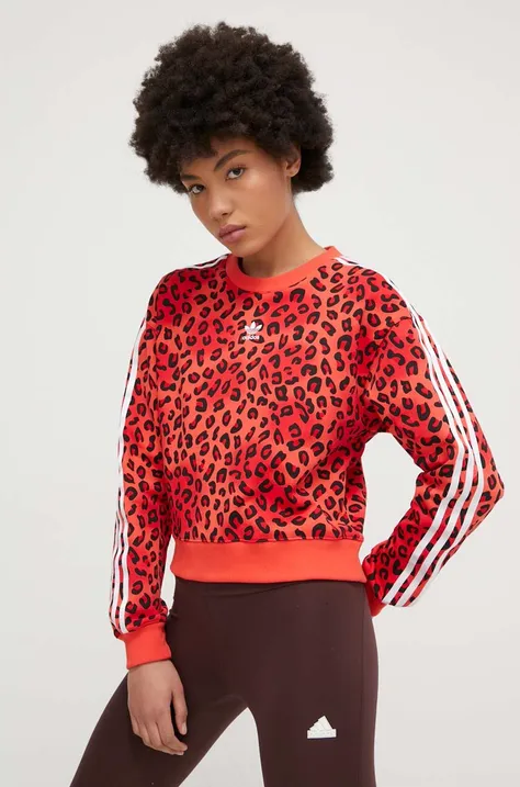 adidas Originals bluza bawełniana damska kolor czerwony wzorzysta