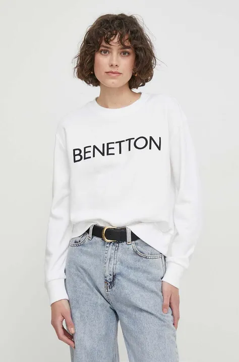 United Colors of Benetton bluza bawełniana damska kolor biały z aplikacją