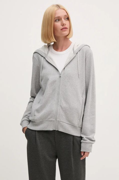 United Colors of Benetton felpa in cotone donna colore grigio con cappuccio