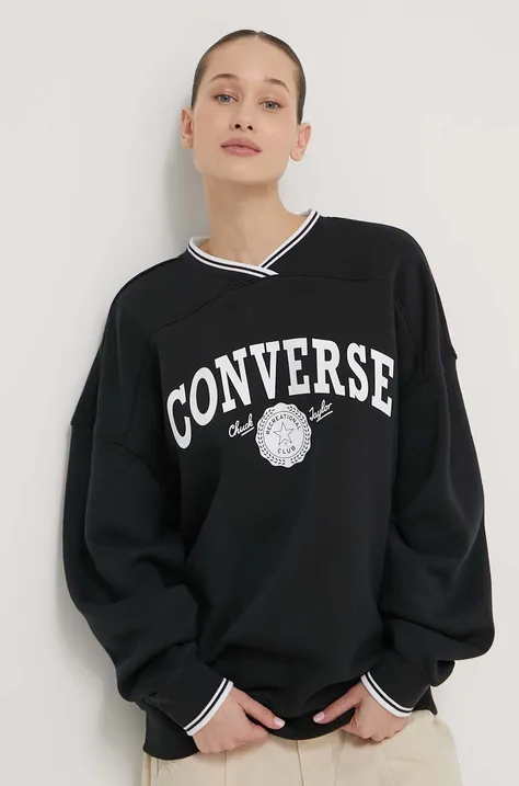 Converse bluza damska kolor czarny z nadrukiem