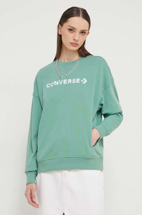 Кофта Converse женская цвет зелёный с аппликацией