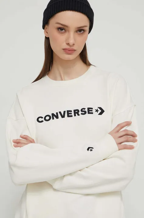 Dukserica Converse za žene, boja: bež, s aplikacijom