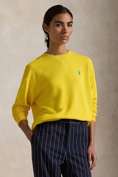 Βαμβακερή μπλούζα Polo Ralph Lauren γυναικεία, χρώμα: κίτρινο, 211935582