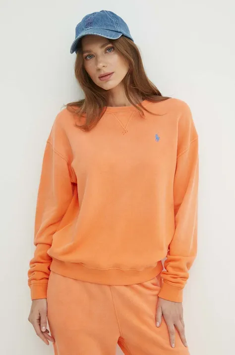 Polo Ralph Lauren pamut melegítőfelső narancssárga, női, sima, 211935582