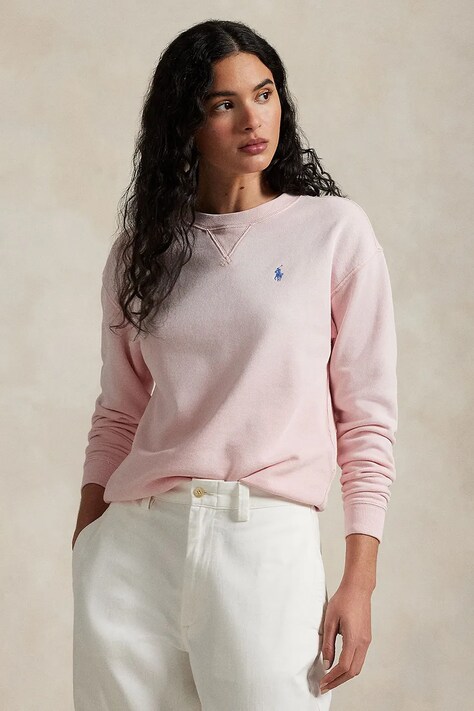 Bombažen pulover Polo Ralph Lauren ženski, roza barva, 211935582