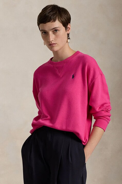 Bombažen pulover Polo Ralph Lauren ženski, roza barva, 211935582