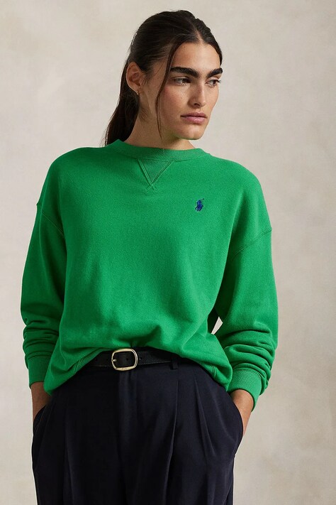 Βαμβακερή μπλούζα Polo Ralph Lauren γυναικεία, χρώμα: πράσινο, 211935582