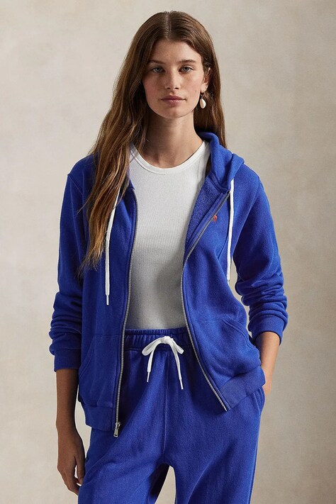 Polo Ralph Lauren hanorac de bumbac femei, cu glugă, melanj, 211935584