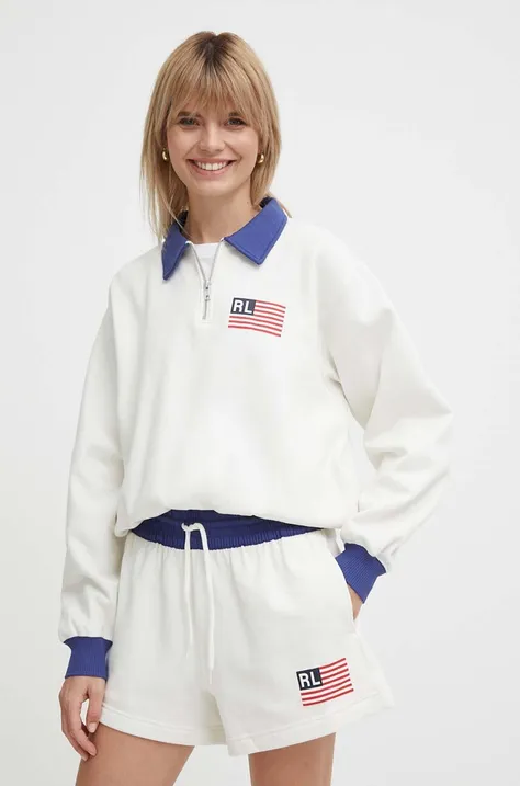 Polo Ralph Lauren bluză femei, culoarea alb, cu imprimeu, 211935601