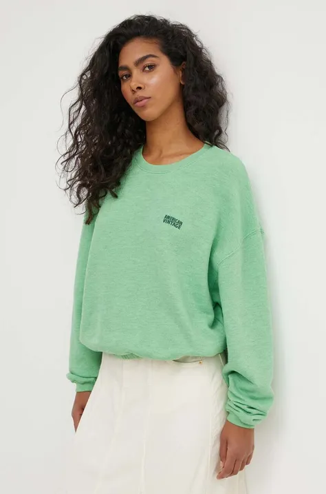 American Vintage bluza damska kolor zielony z nadrukiem