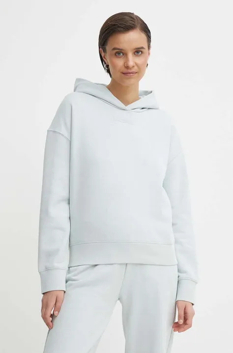 Pulover Calvin Klein ženska, siva barva, s kapuco