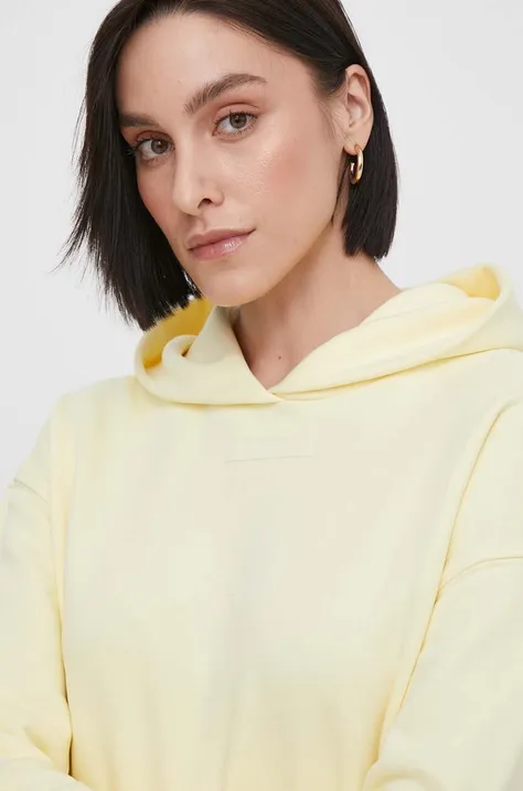 Mikina Calvin Klein dámská, žlutá barva, s kapucí, hladká, K20K206631