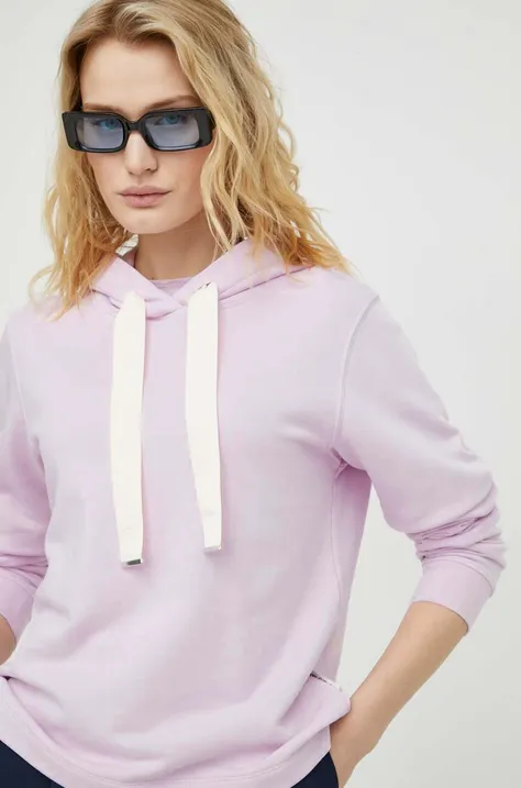 Βαμβακερή μπλούζα Marc O'Polo γυναικεία, χρώμα: ροζ, με κουκούλα 402400154077